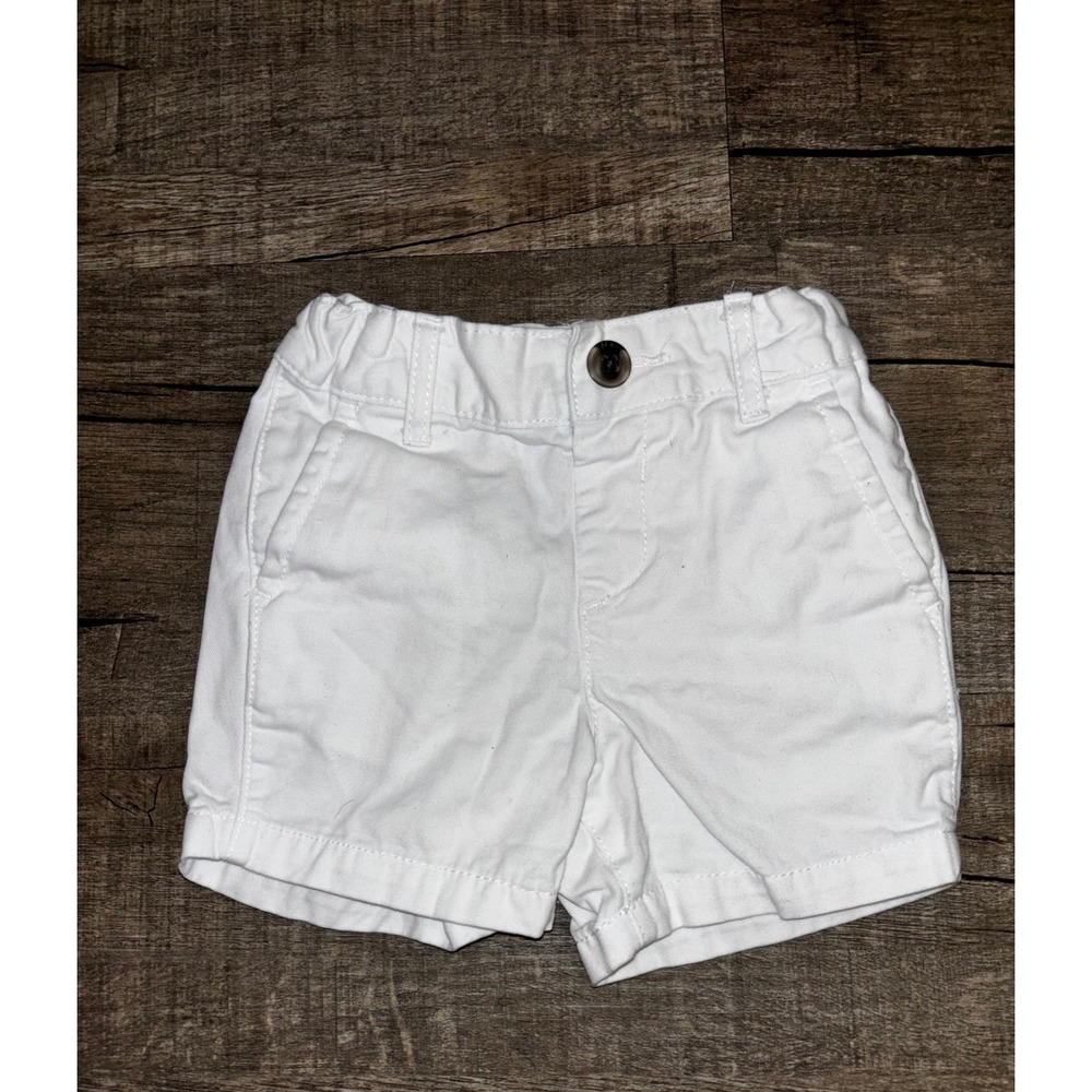 The Childrens Place White Chino Shorts Boys 9-12 Months Elastic Waist Twill